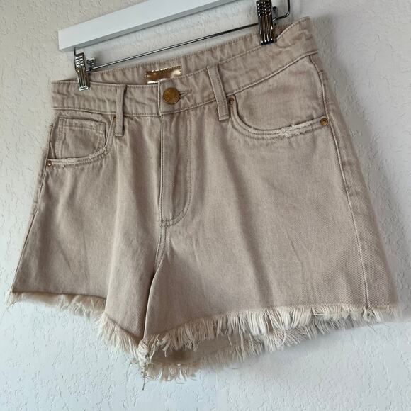 NEW KUT From The Kloth Jane High Rise Jean Shorts size 0 Beige Denim Frayed Hem - Picture 2 of 7